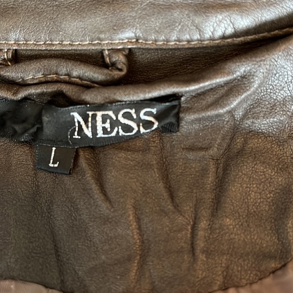 Brown Faux Leather Jacket. Size L. - Picture 6 of 8